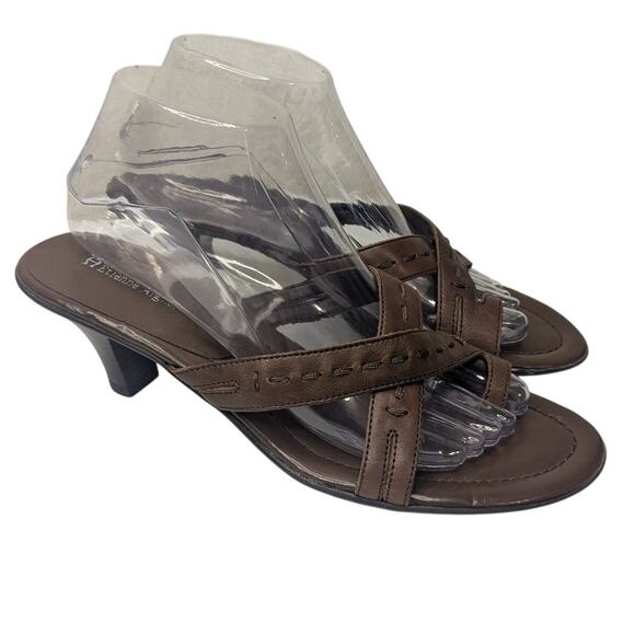 Etienne Aigner Women's Size 9.5 Daryn 129708200 Brown Leather Slip On Sandals - Picture 1 of 9
